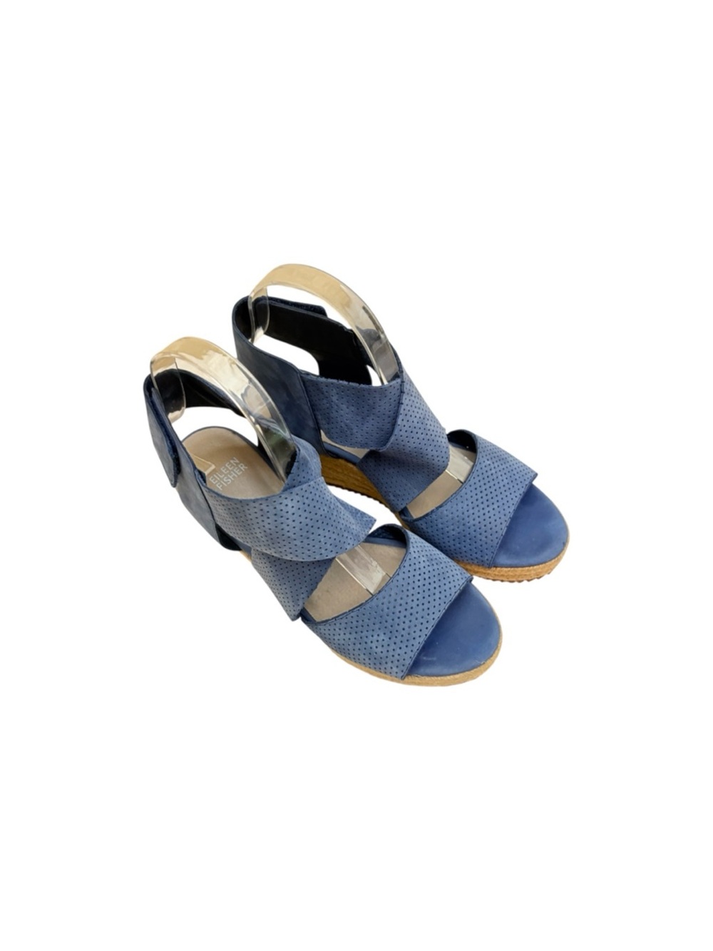 Eileen Fisher Willow Nubuck Wedge Espadrille Perforated Leather Sandals 8